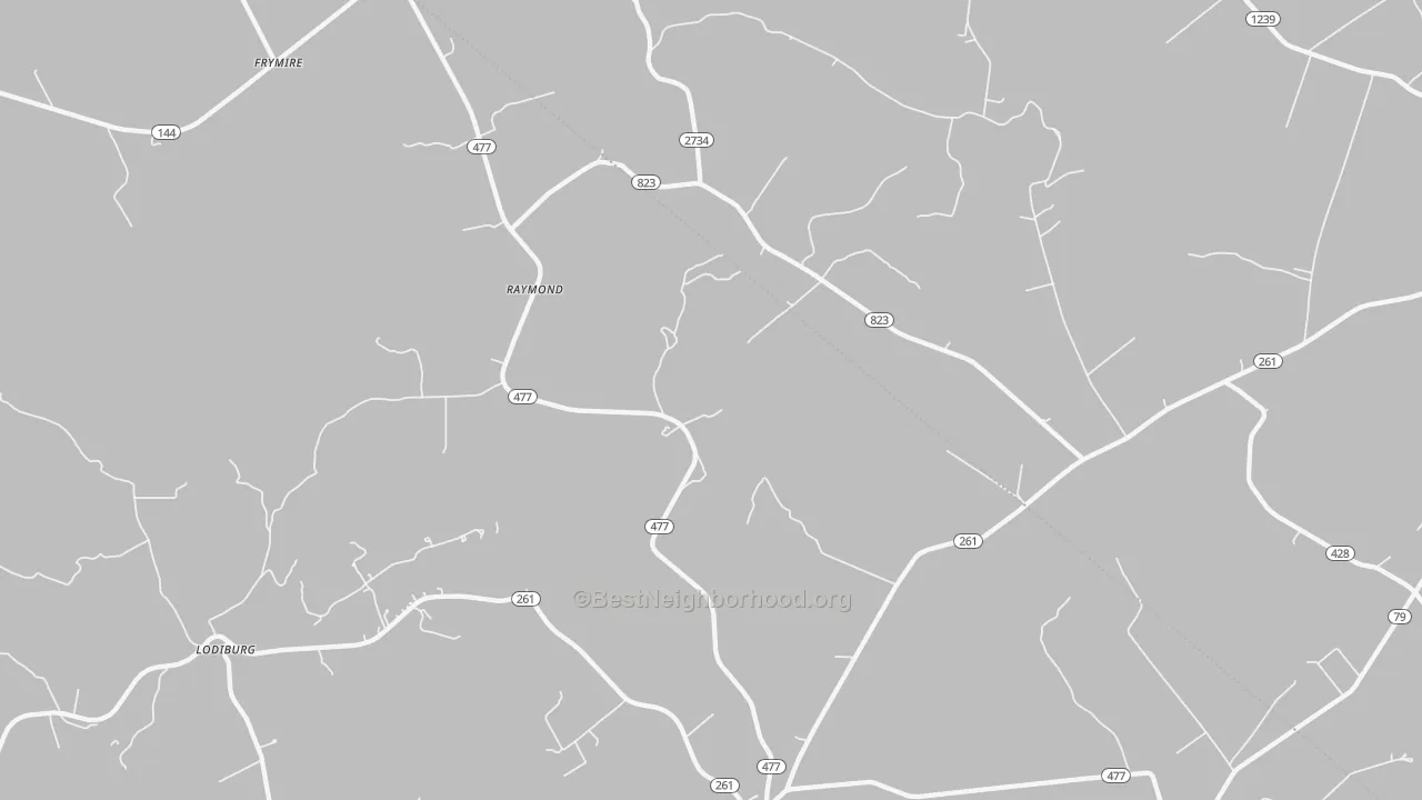Walk Grade map of 40176, KY, walkable areas in green and car-dependent areas in red