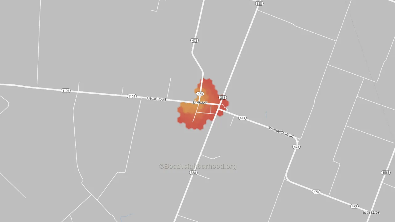 Walk Grade map of 42022, KY, walkable areas in green and car-dependent areas in red