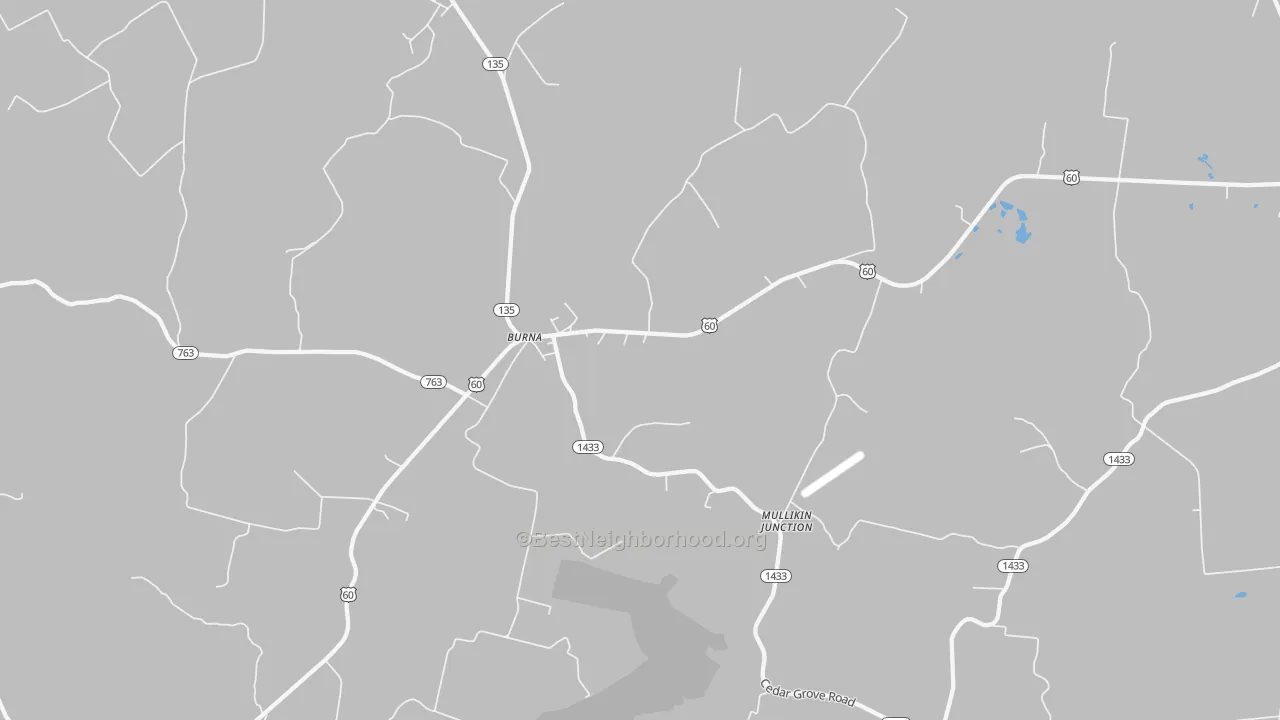Walk Grade map of 42028, KY, walkable areas in green and car-dependent areas in red