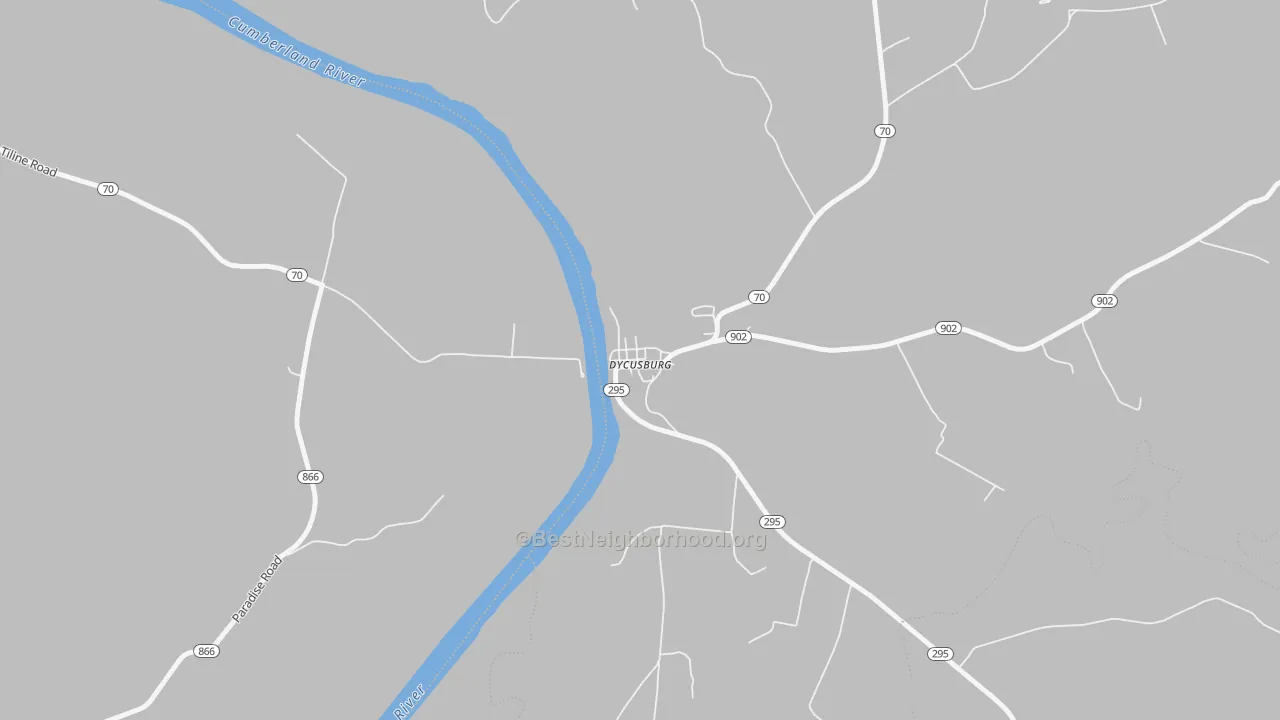 Walk Grade map of 42037, KY, walkable areas in green and car-dependent areas in red