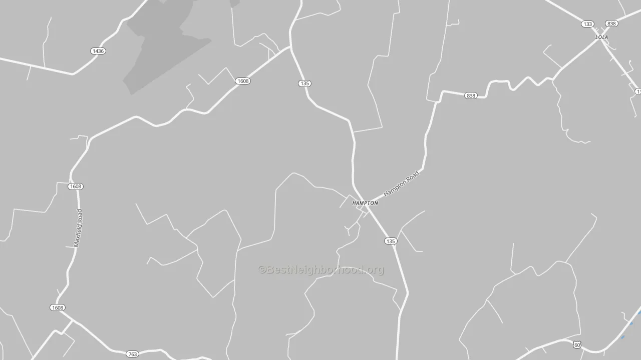 Walk Grade map of 42047, KY, walkable areas in green and car-dependent areas in red