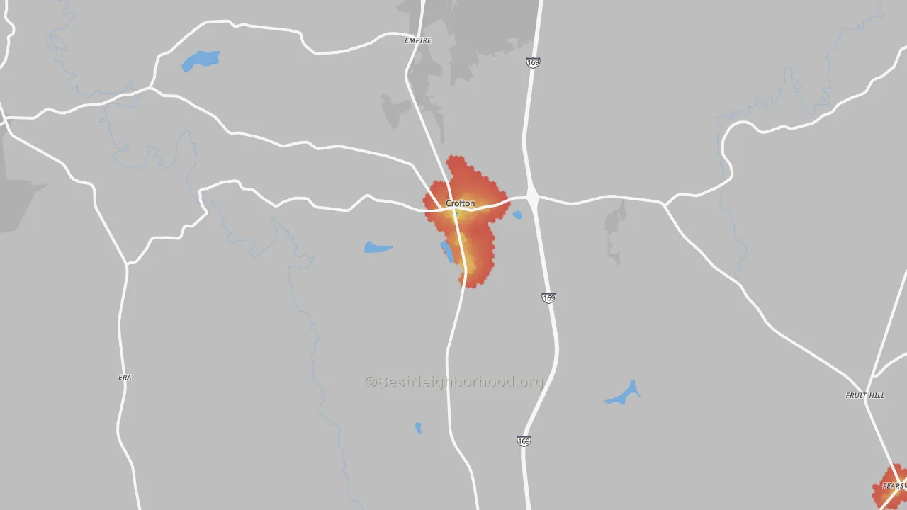 Walk Grade map of 42217, KY, walkable areas in green and car-dependent areas in red