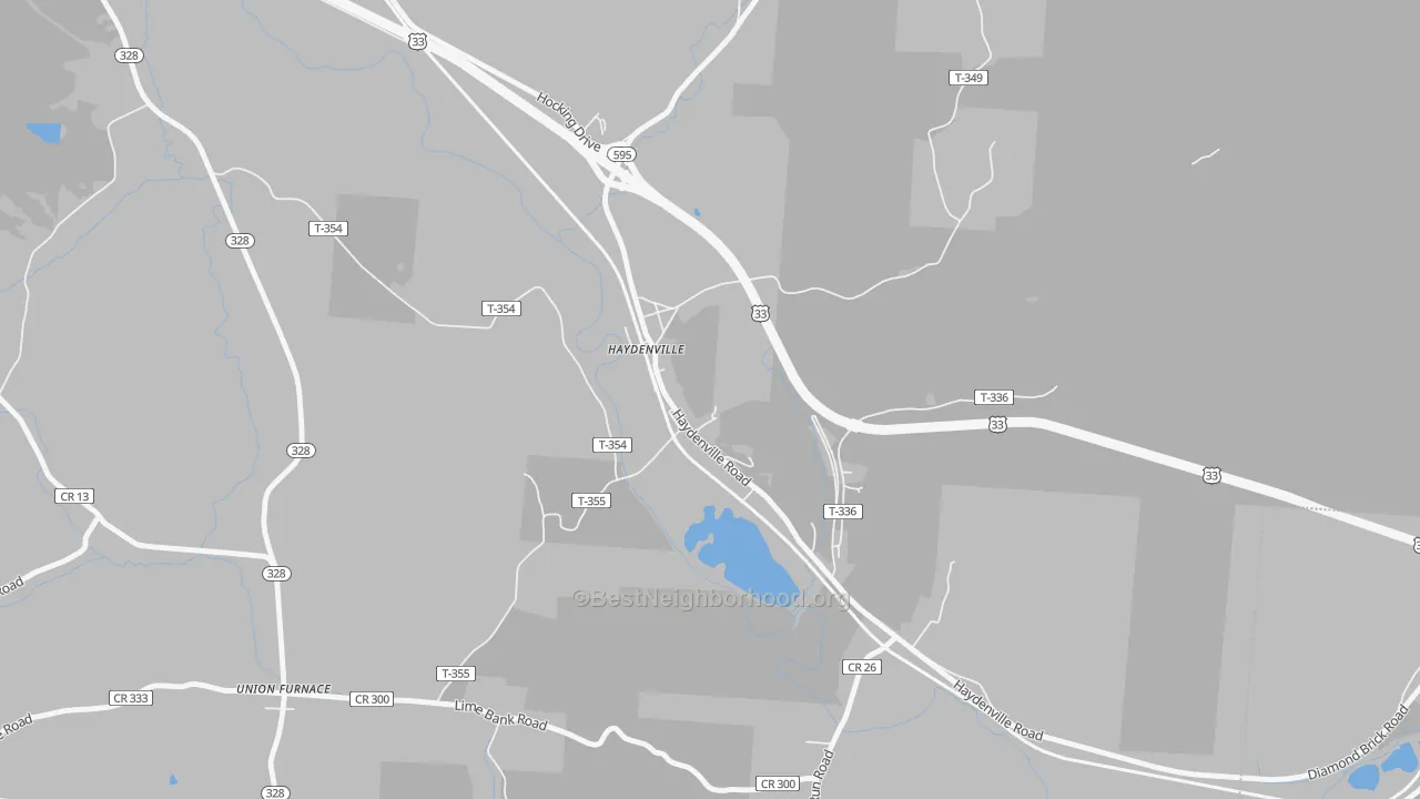 Walk Grade map of 43127, OH, walkable areas in green and car-dependent areas in red