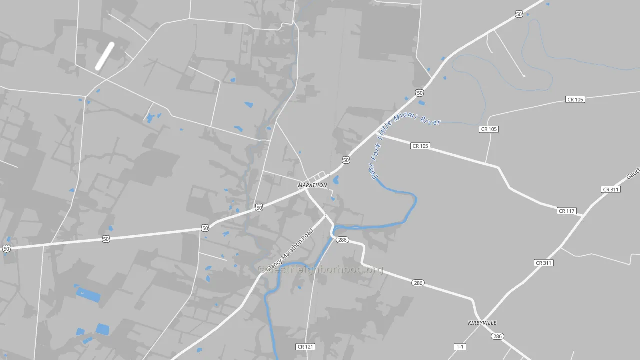 Walk Grade map of 45145, OH, walkable areas in green and car-dependent areas in red