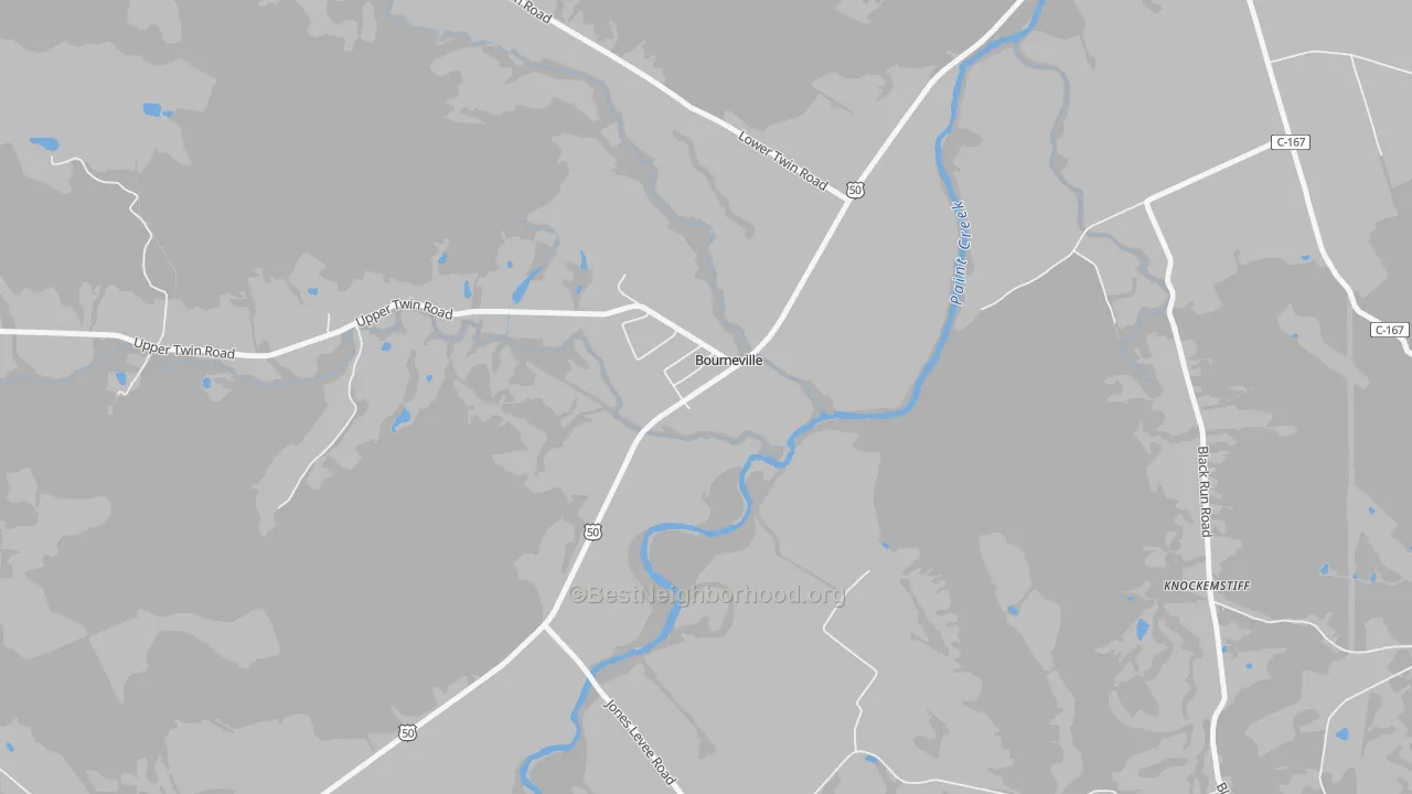 Walk Grade map of 45617, OH, walkable areas in green and car-dependent areas in red