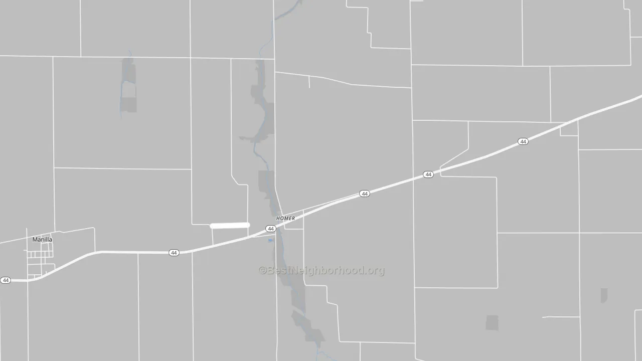 Walk Grade map of 46146, IN, walkable areas in green and car-dependent areas in red