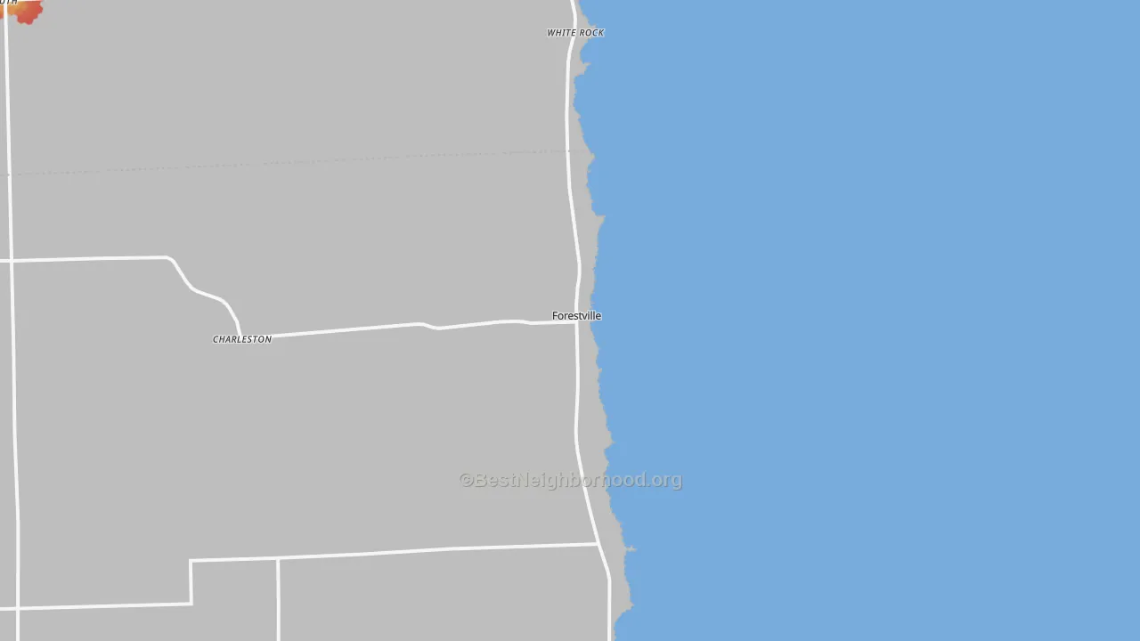 Walk Grade map of 48434, MI, walkable areas in green and car-dependent areas in red
