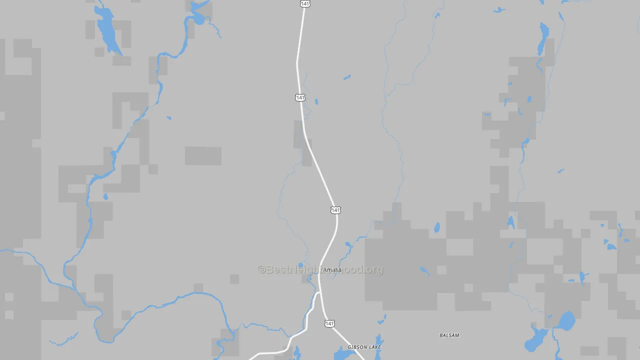 Walk Grade map of 49903, MI, walkable areas in green and car-dependent areas in red