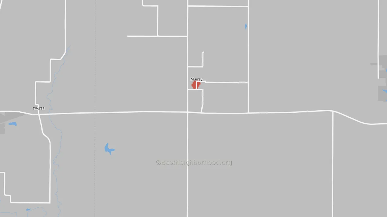 Walk Grade map of 50174, IA, walkable areas in green and car-dependent areas in red