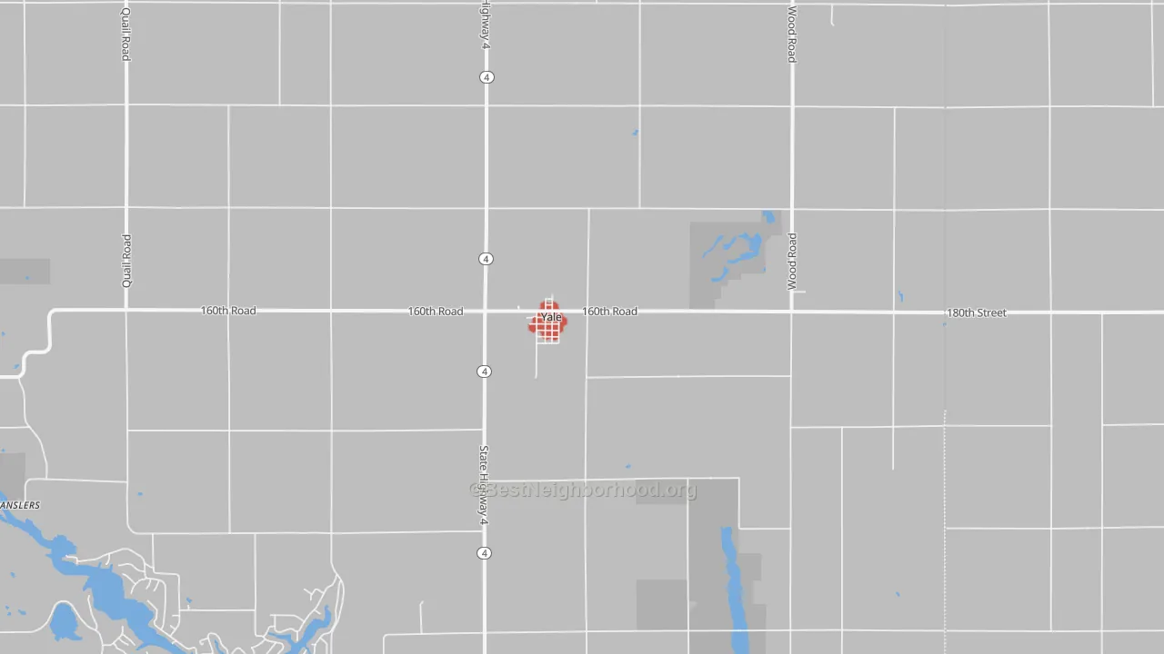 Walk Grade map of 50277, IA, walkable areas in green and car-dependent areas in red