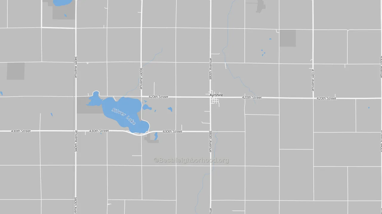 Walk Grade map of 50515, IA, walkable areas in green and car-dependent areas in red