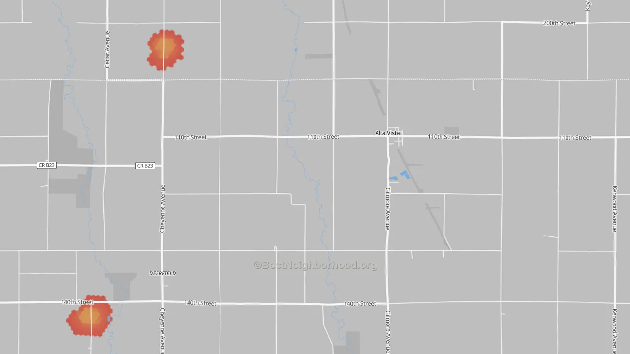 Walk Grade map of 50603, IA, walkable areas in green and car-dependent areas in red
