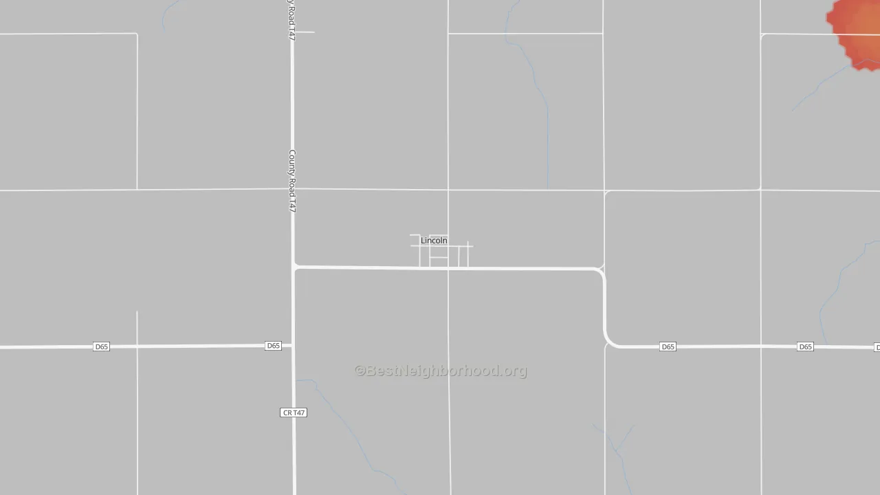 Walk Grade map of 50652, IA, walkable areas in green and car-dependent areas in red