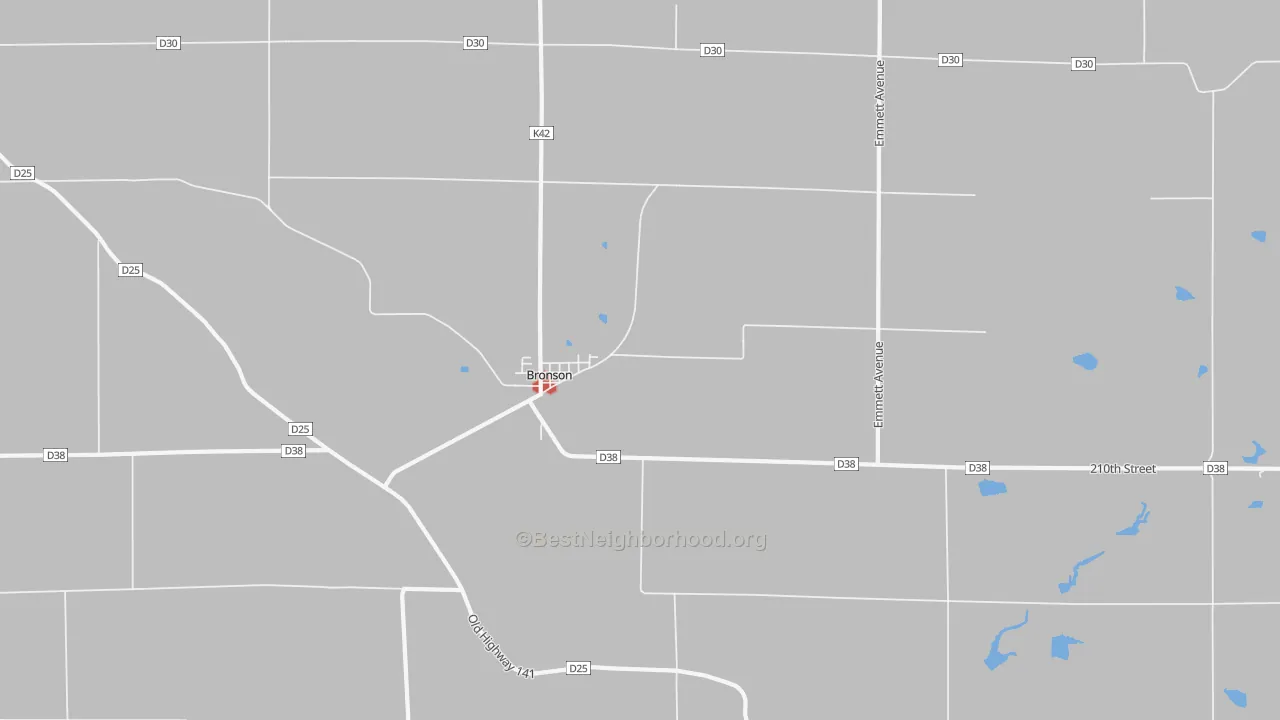 Walk Grade map of 51007, IA, walkable areas in green and car-dependent areas in red