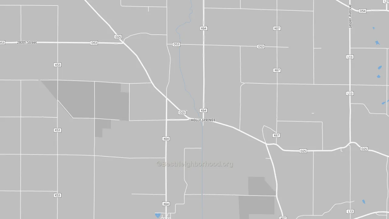 Walk Grade map of 51026, IA, walkable areas in green and car-dependent areas in red