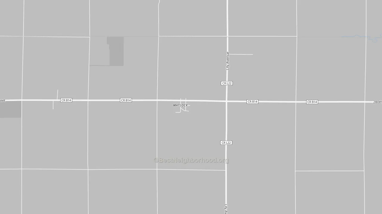 Walk Grade map of 51244, IA, walkable areas in green and car-dependent areas in red