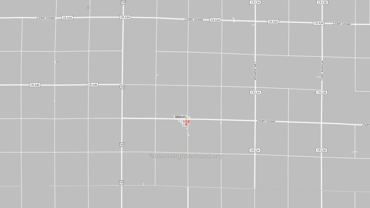 Walk Grade map of 51350, IA, walkable areas in green and car-dependent areas in red