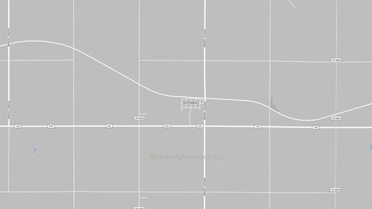 Walk Grade map of 51432, IA, walkable areas in green and car-dependent areas in red