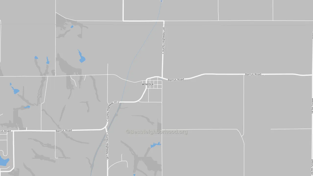 Walk Grade map of 51554, IA, walkable areas in green and car-dependent areas in red