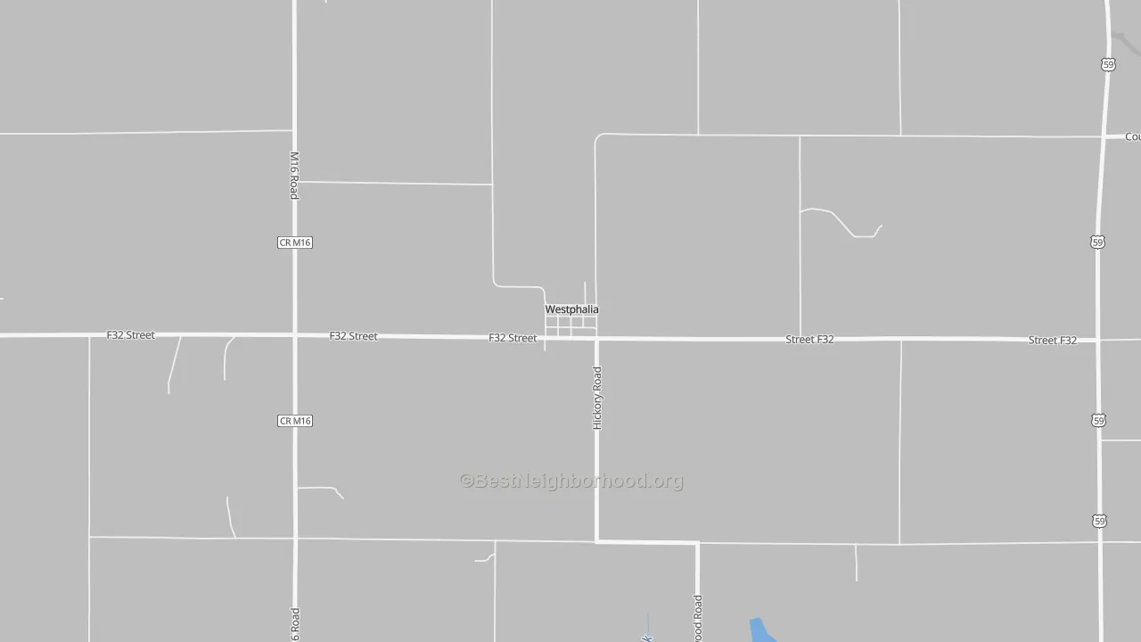 Walk Grade map of 51578, IA, walkable areas in green and car-dependent areas in red