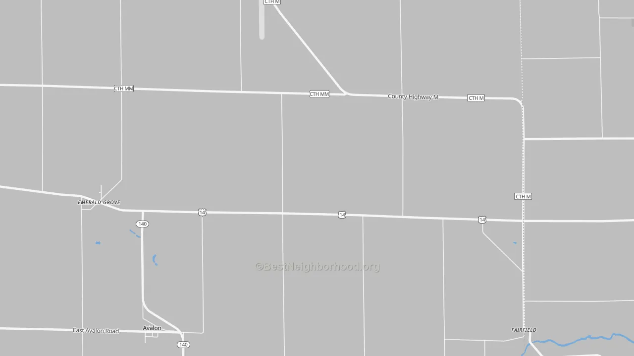 Walk Grade map of 53505, WI, walkable areas in green and car-dependent areas in red