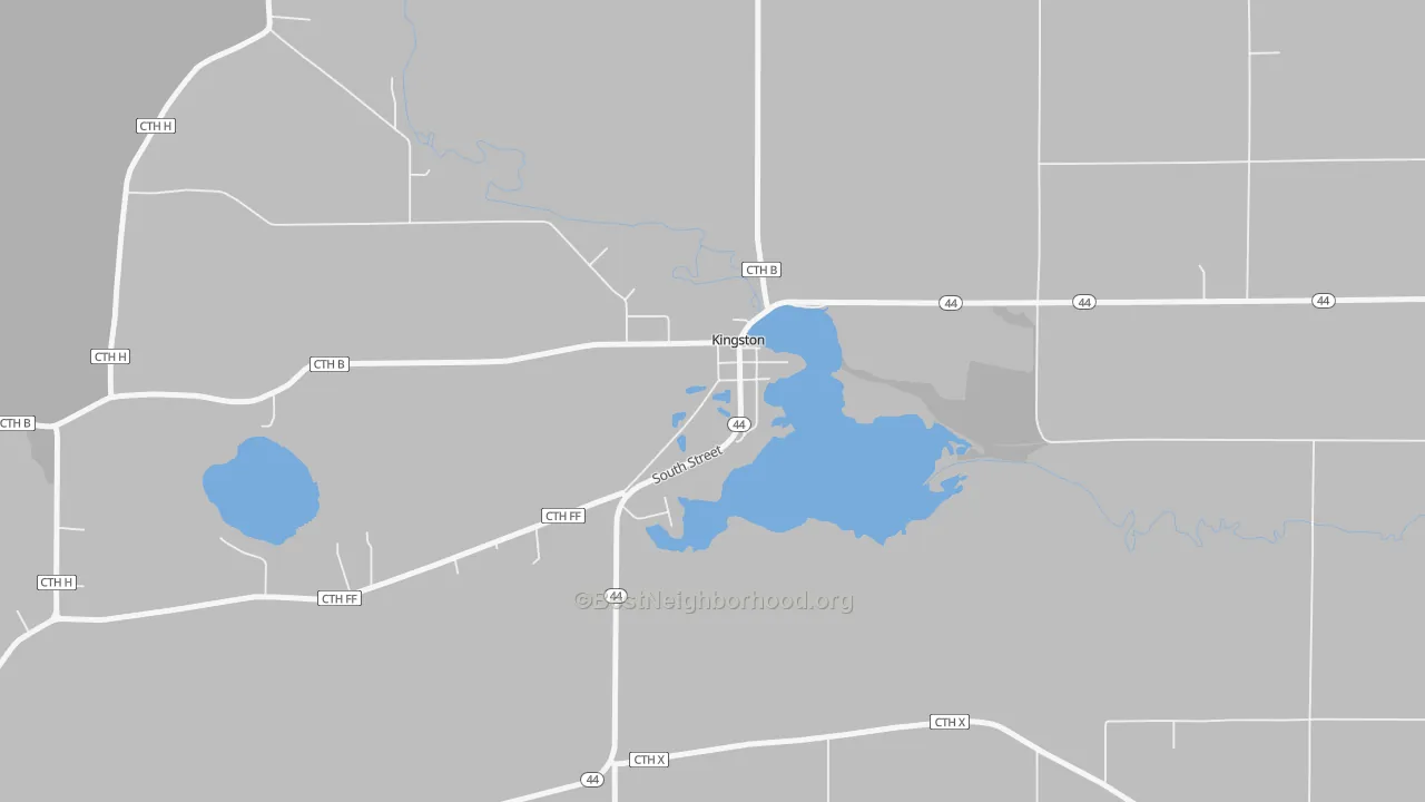 Walk Grade map of 53939, WI, walkable areas in green and car-dependent areas in red