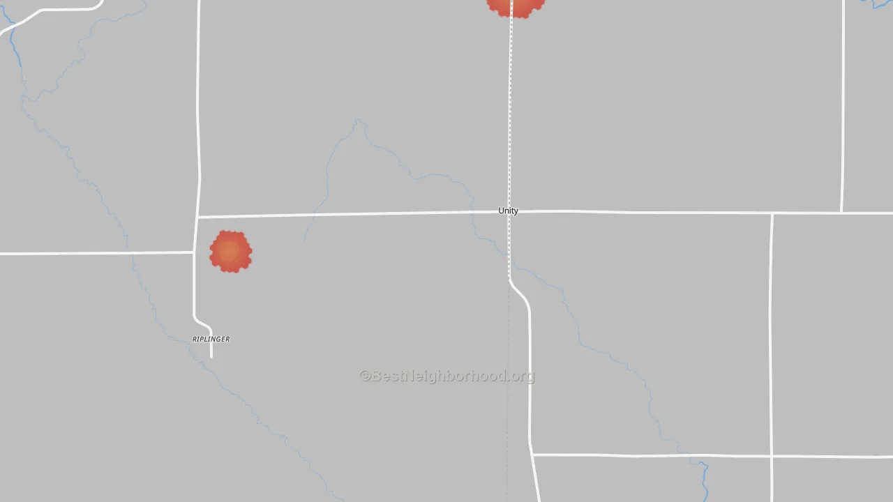 Walk Grade map of 54488, WI, walkable areas in green and car-dependent areas in red