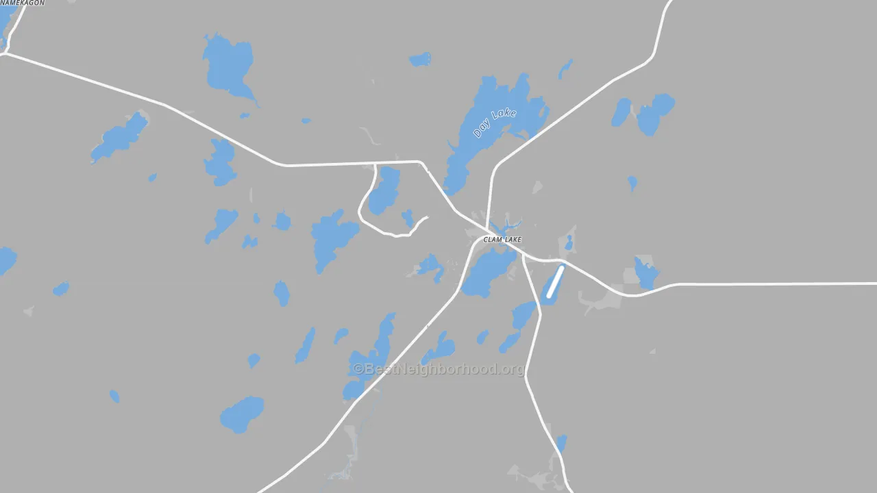 Walk Grade map of 54517, WI, walkable areas in green and car-dependent areas in red