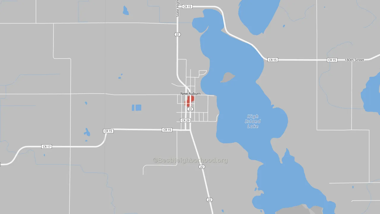 Walk Grade map of 55366, MN, walkable areas in green and car-dependent areas in red