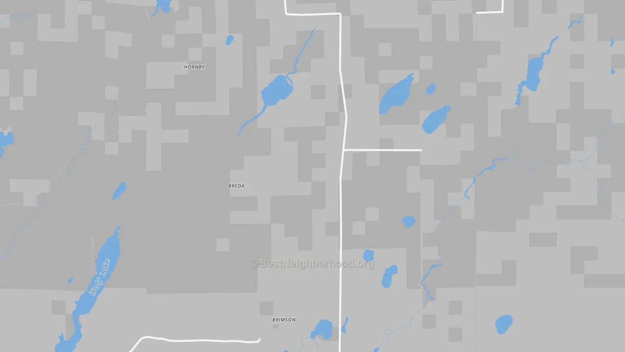 Walk Grade map of 55602, MN, walkable areas in green and car-dependent areas in red