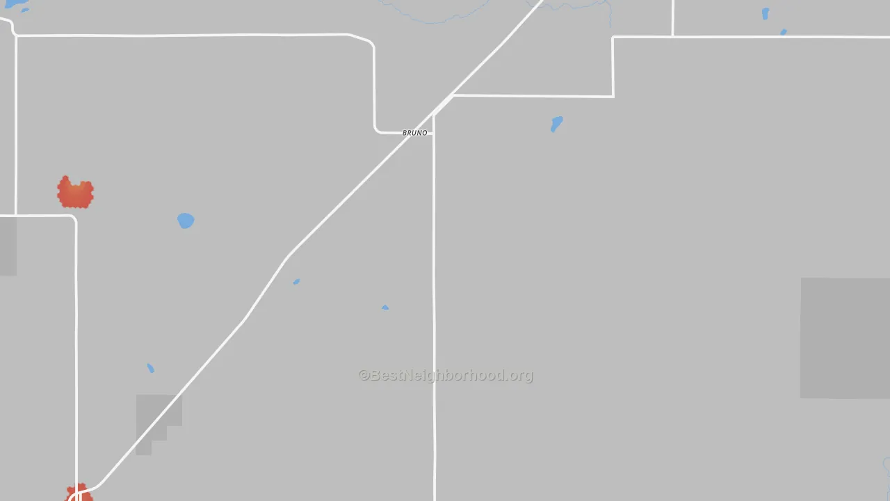 Walk Grade map of 55712, MN, walkable areas in green and car-dependent areas in red