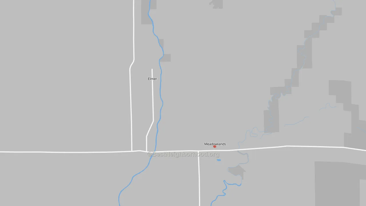 Walk Grade map of 55765, MN, walkable areas in green and car-dependent areas in red