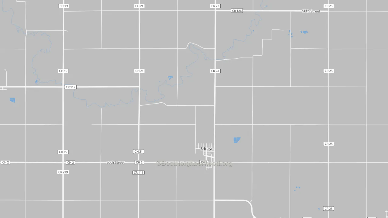Walk Grade map of 56014, MN, walkable areas in green and car-dependent areas in red