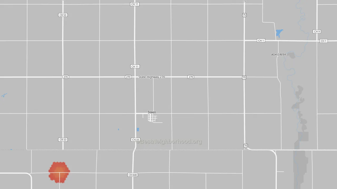 Walk Grade map of 56173, MN, walkable areas in green and car-dependent areas in red
