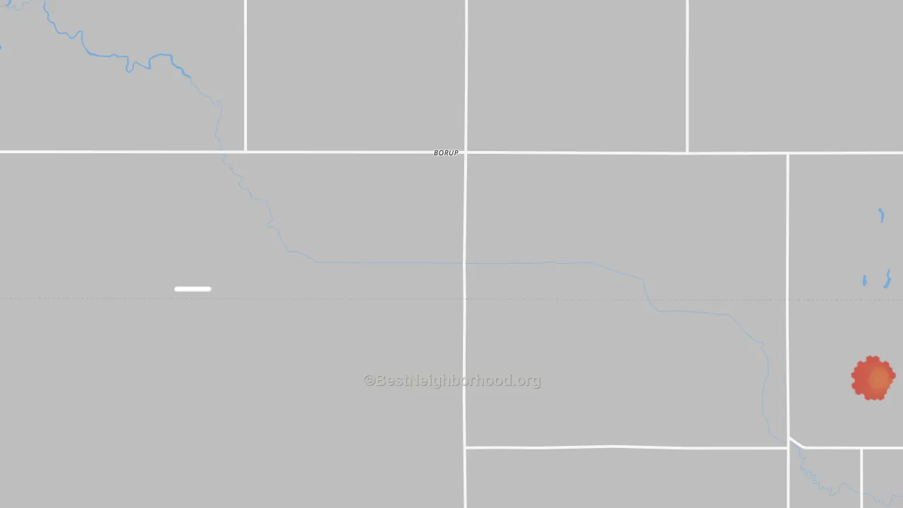 Walk Grade map of 56519, MN, walkable areas in green and car-dependent areas in red