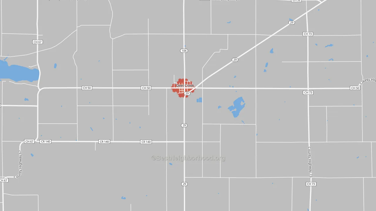 Walk Grade map of 56527, MN, walkable areas in green and car-dependent areas in red