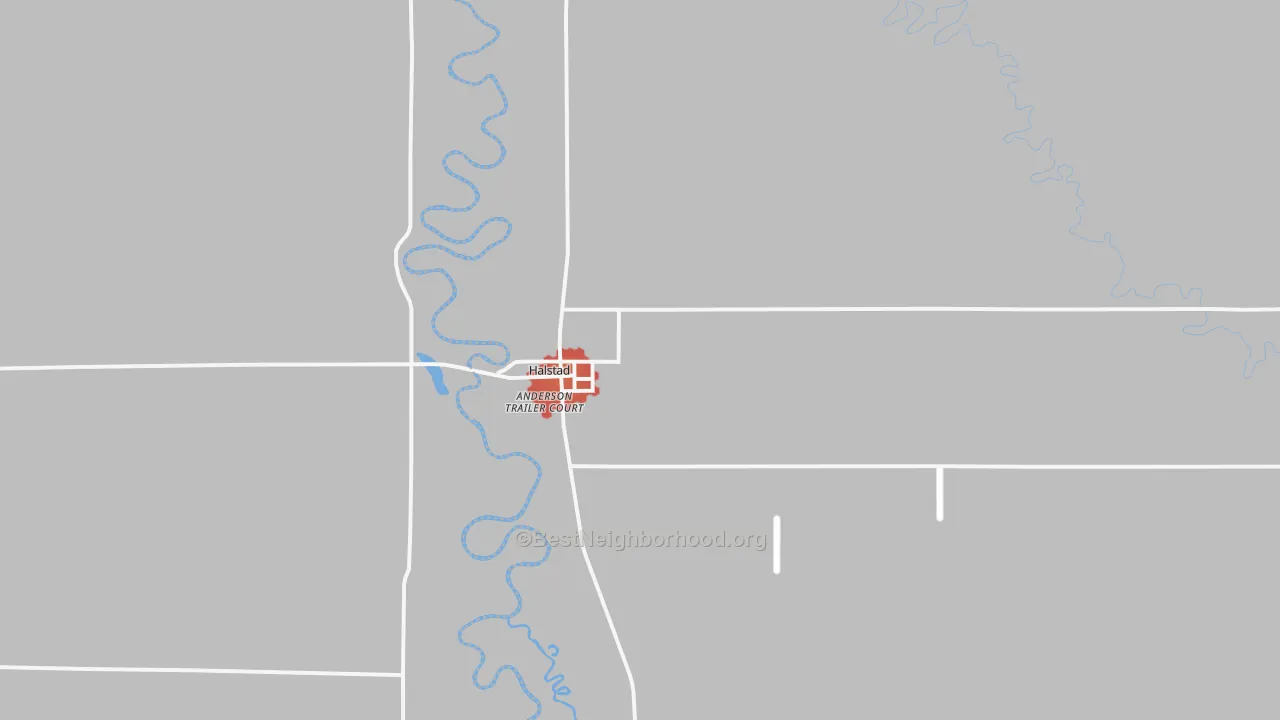 Walk Grade map of 56548, MN, walkable areas in green and car-dependent areas in red