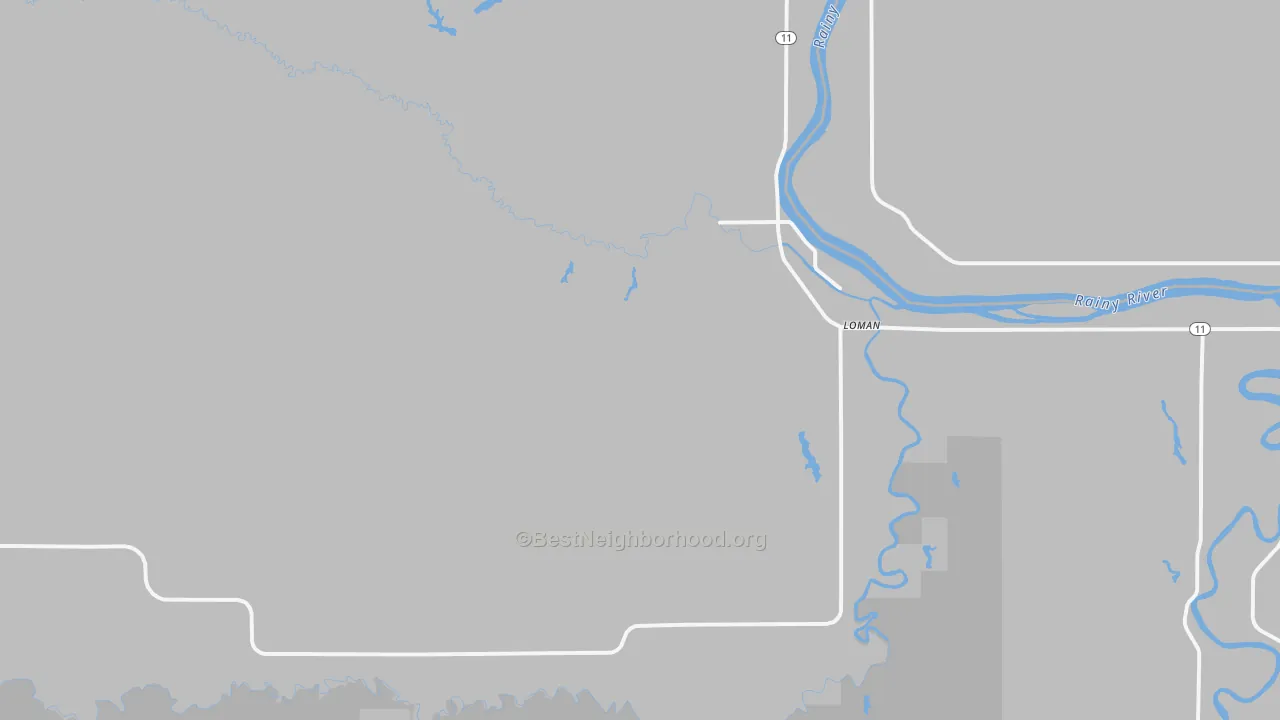 Walk Grade map of 56654, MN, walkable areas in green and car-dependent areas in red