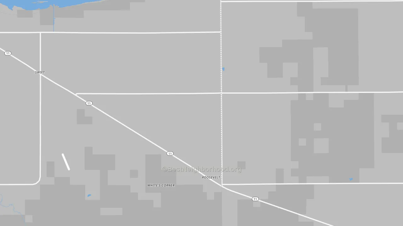 Walk Grade map of 56673, MN, walkable areas in green and car-dependent areas in red
