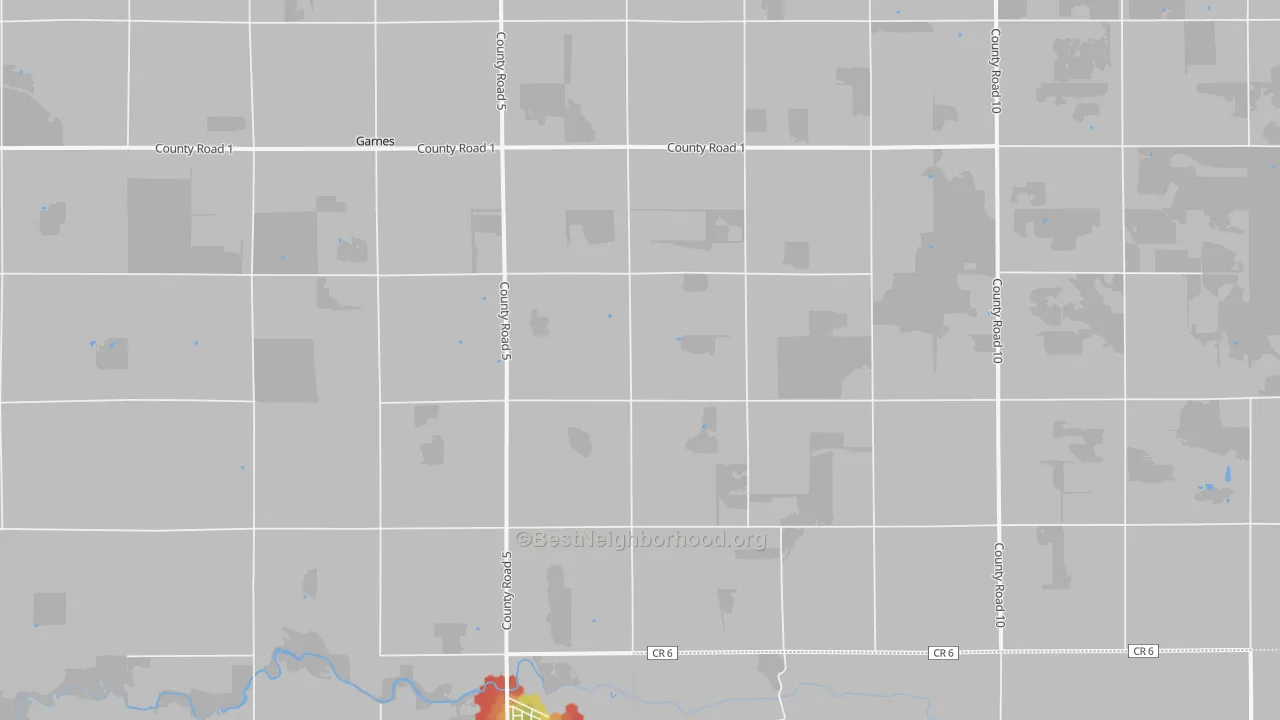 Walk Grade map of 56742, MN, walkable areas in green and car-dependent areas in red
