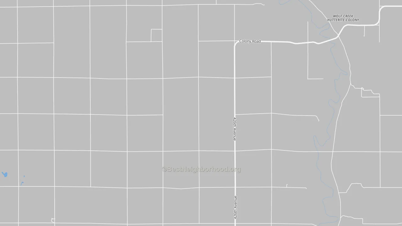 Walk Grade map of 57052, SD, walkable areas in green and car-dependent areas in red
