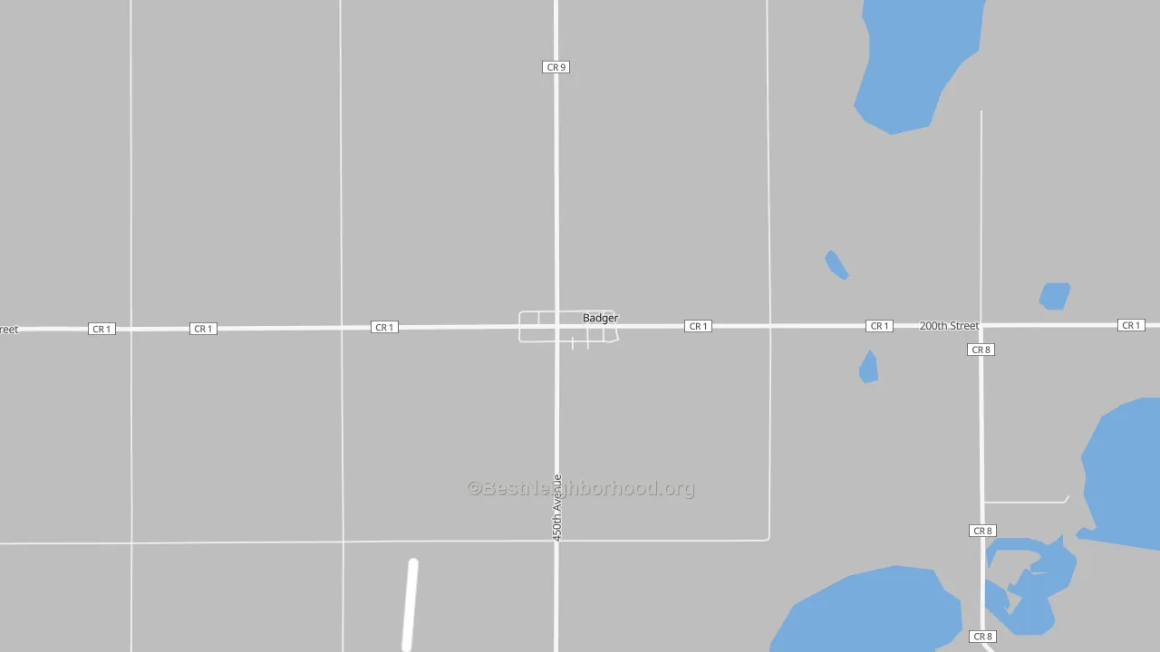 Walk Grade map of 57214, SD, walkable areas in green and car-dependent areas in red
