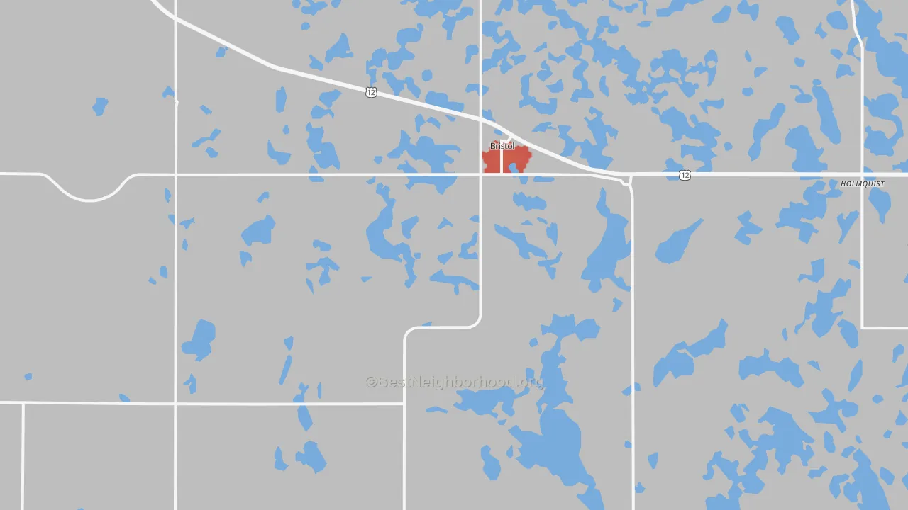 Walk Grade map of 57219, SD, walkable areas in green and car-dependent areas in red