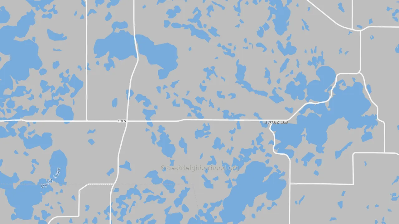 Walk Grade map of 57232, SD, walkable areas in green and car-dependent areas in red