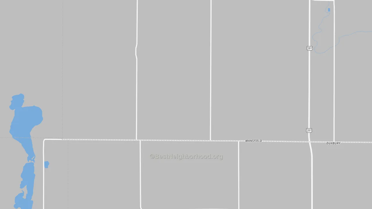 Walk Grade map of 57460, SD, walkable areas in green and car-dependent areas in red