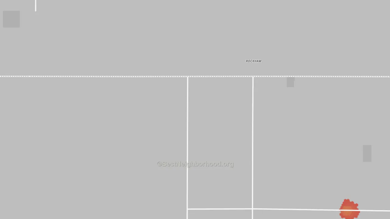 Walk Grade map of 57470, SD, walkable areas in green and car-dependent areas in red