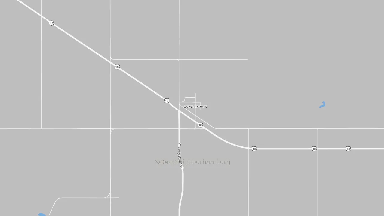 Walk Grade map of 57571, SD, walkable areas in green and car-dependent areas in red