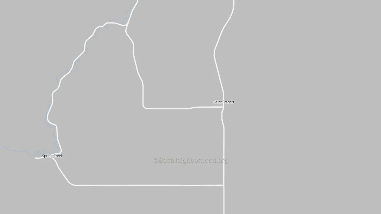 Walk Grade map of 57572, SD, walkable areas in green and car-dependent areas in red