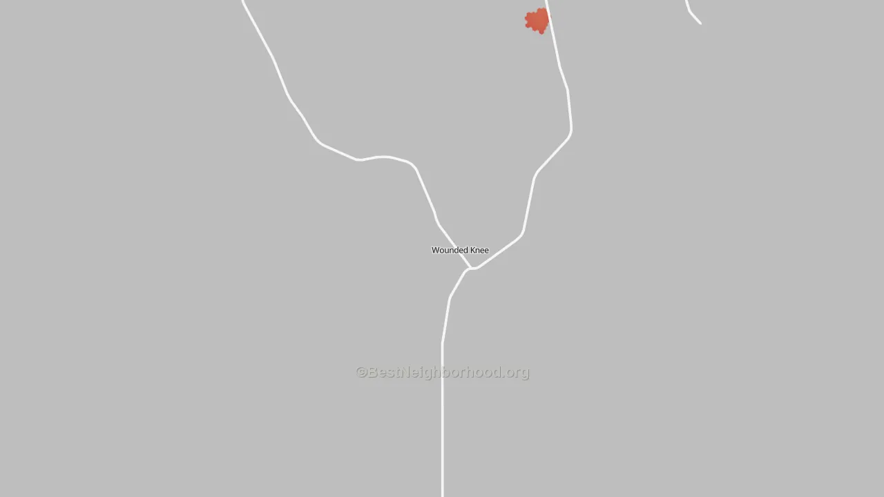 Walk Grade map of 57794, SD, walkable areas in green and car-dependent areas in red