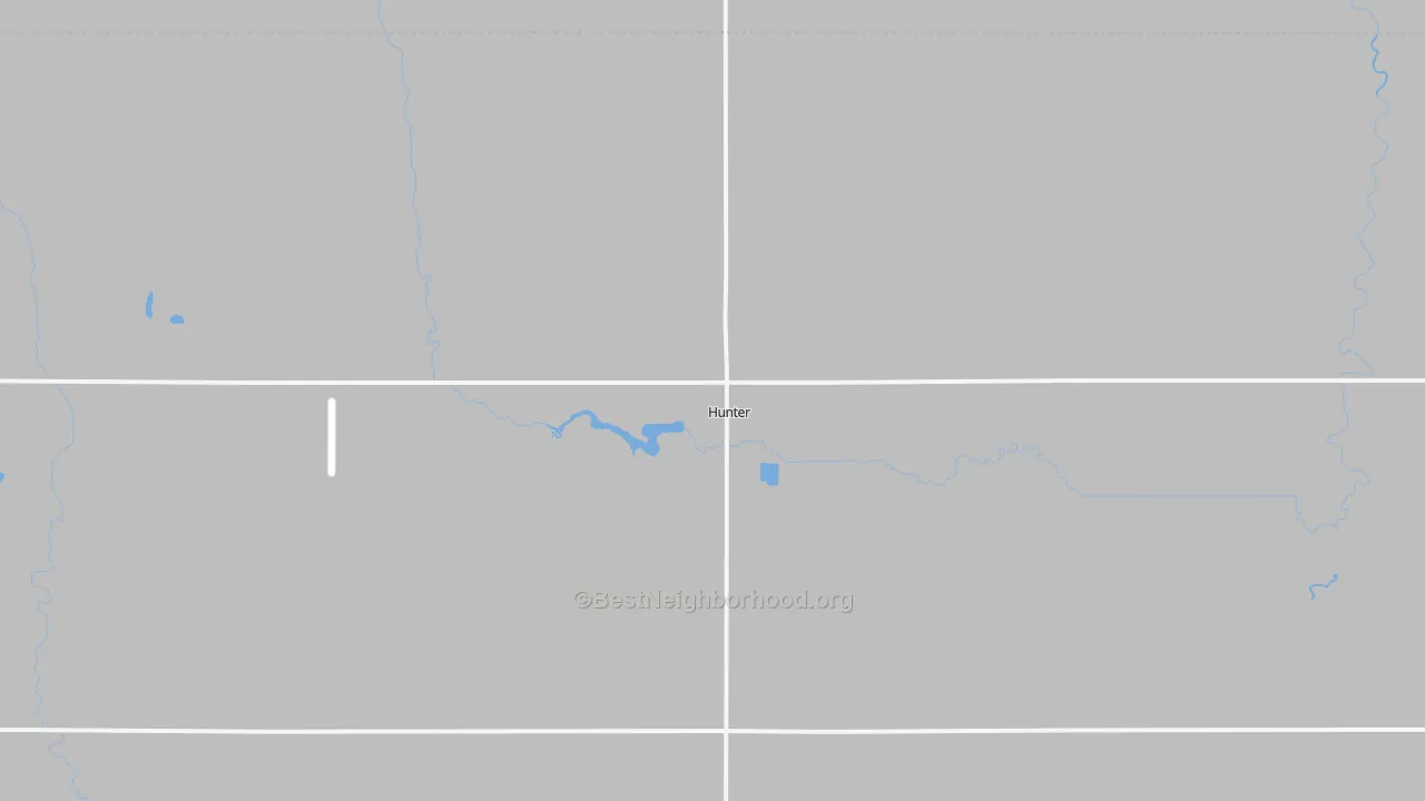 Walk Grade map of 58048, ND, walkable areas in green and car-dependent areas in red
